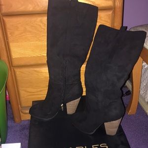 High suede heel boots